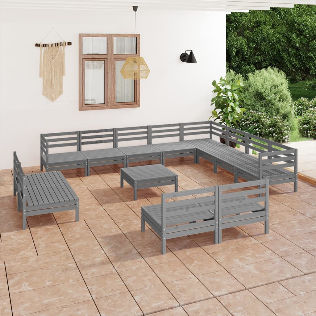 13 Piece Garden Lounge Set Solid Wood Pine