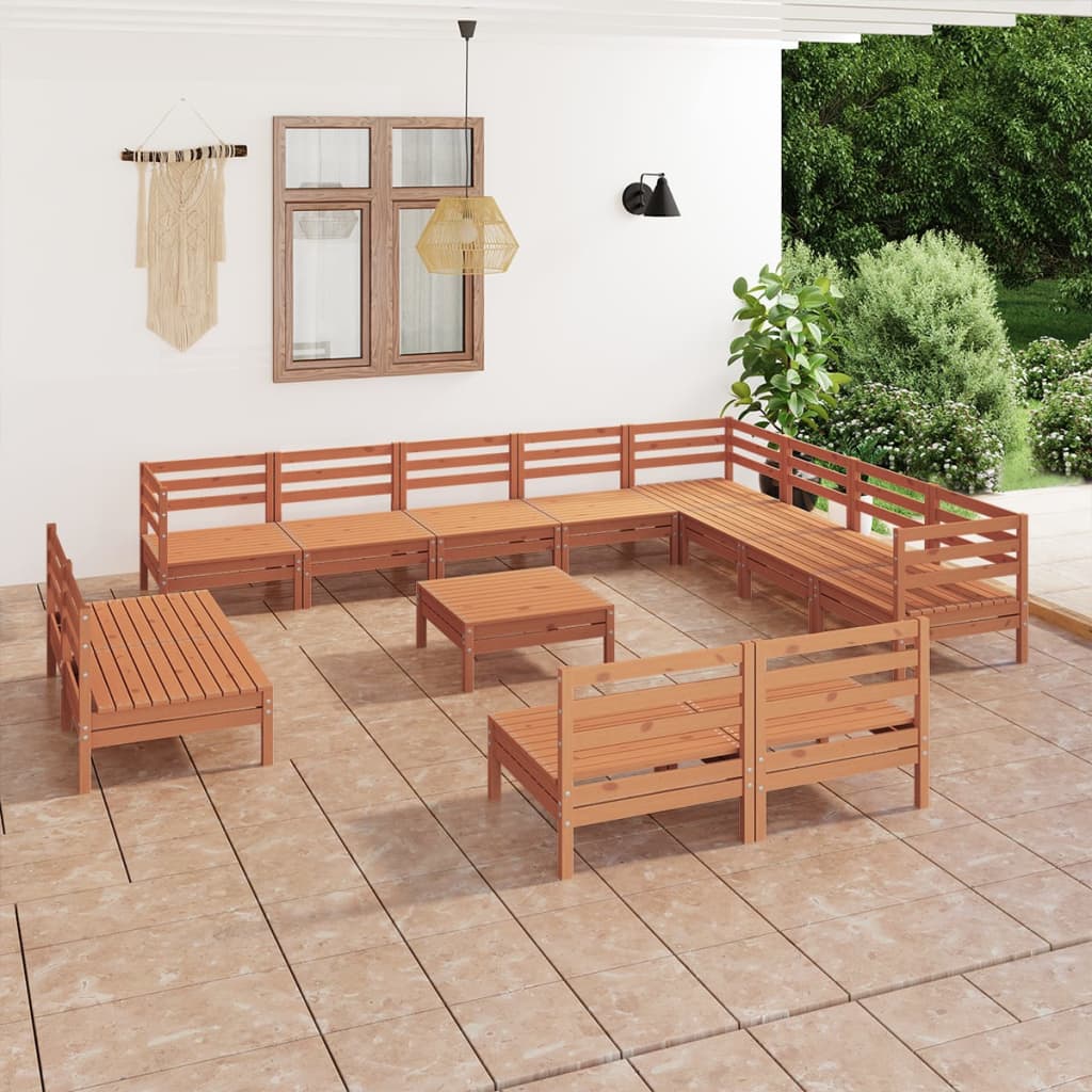 13 Piece Garden Lounge Set Solid Wood Pine