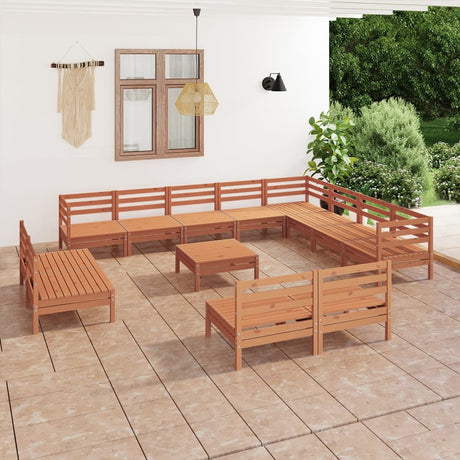 13 Piece Garden Lounge Set Solid Wood Pine
