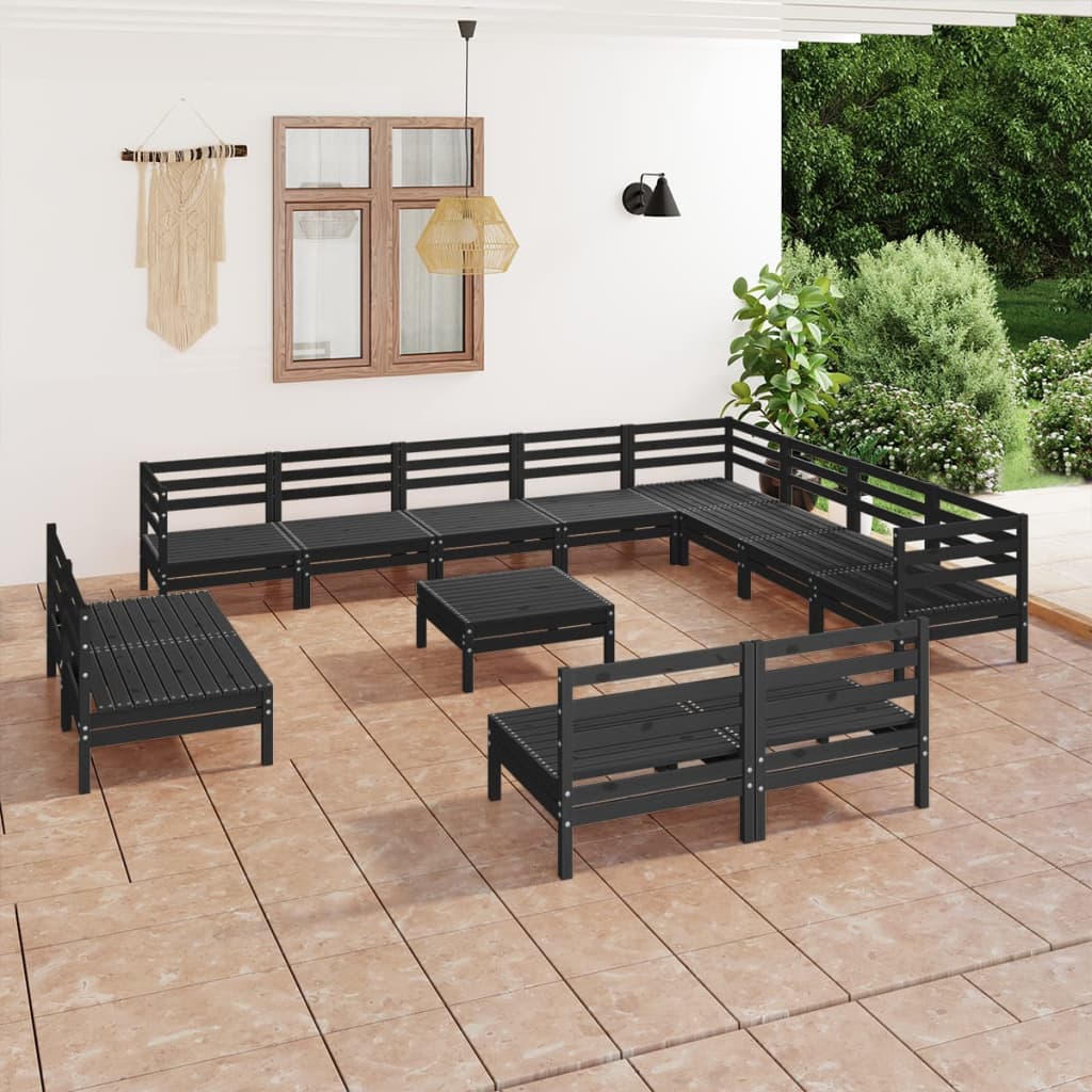 13 Piece Garden Lounge Set Solid Wood Pine