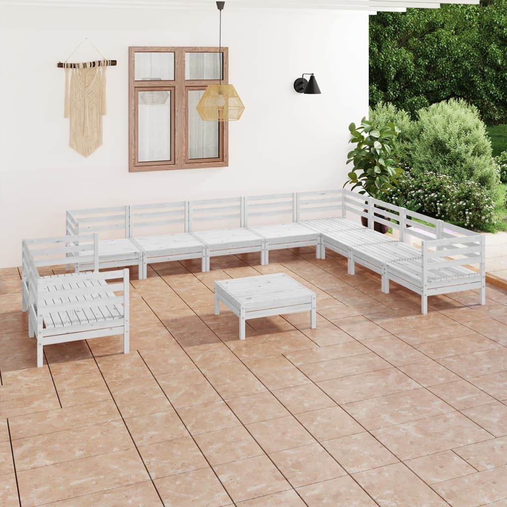 11 Piece Garden Lounge Set Solid Wood Pine