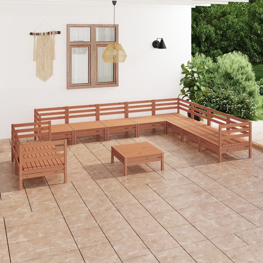 11 Piece Garden Lounge Set Solid Wood Pine