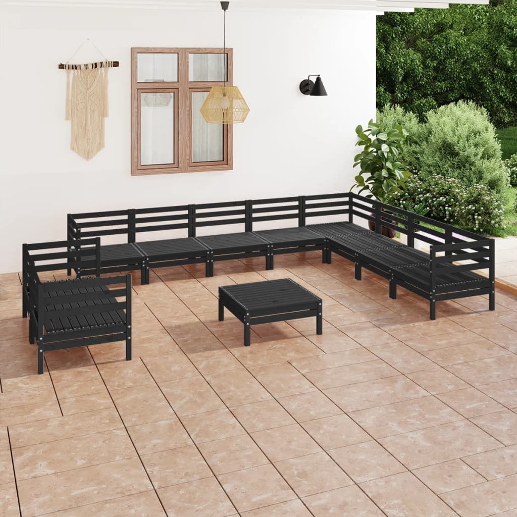 11 Piece Garden Lounge Set Solid Wood Pine
