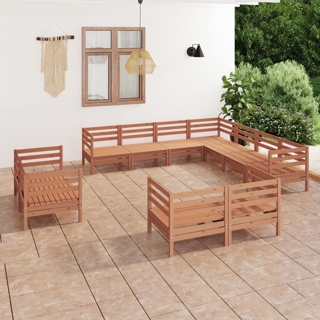 11 Piece Garden Lounge Set Solid Wood Pine