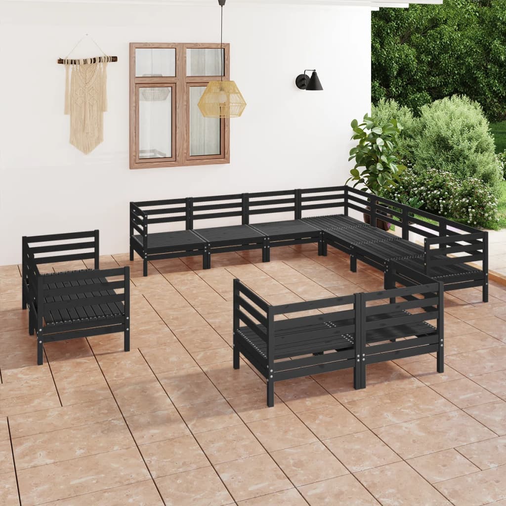 11 Piece Garden Lounge Set Solid Wood Pine