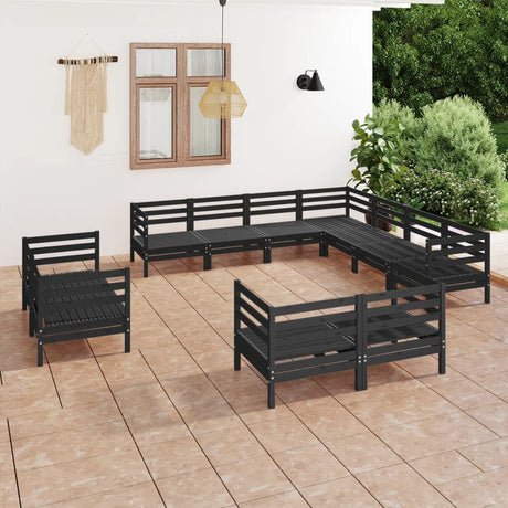 11 Piece Garden Lounge Set Solid Wood Pine
