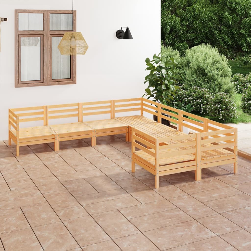 8 Piece Garden Lounge Set Solid Wood Pine