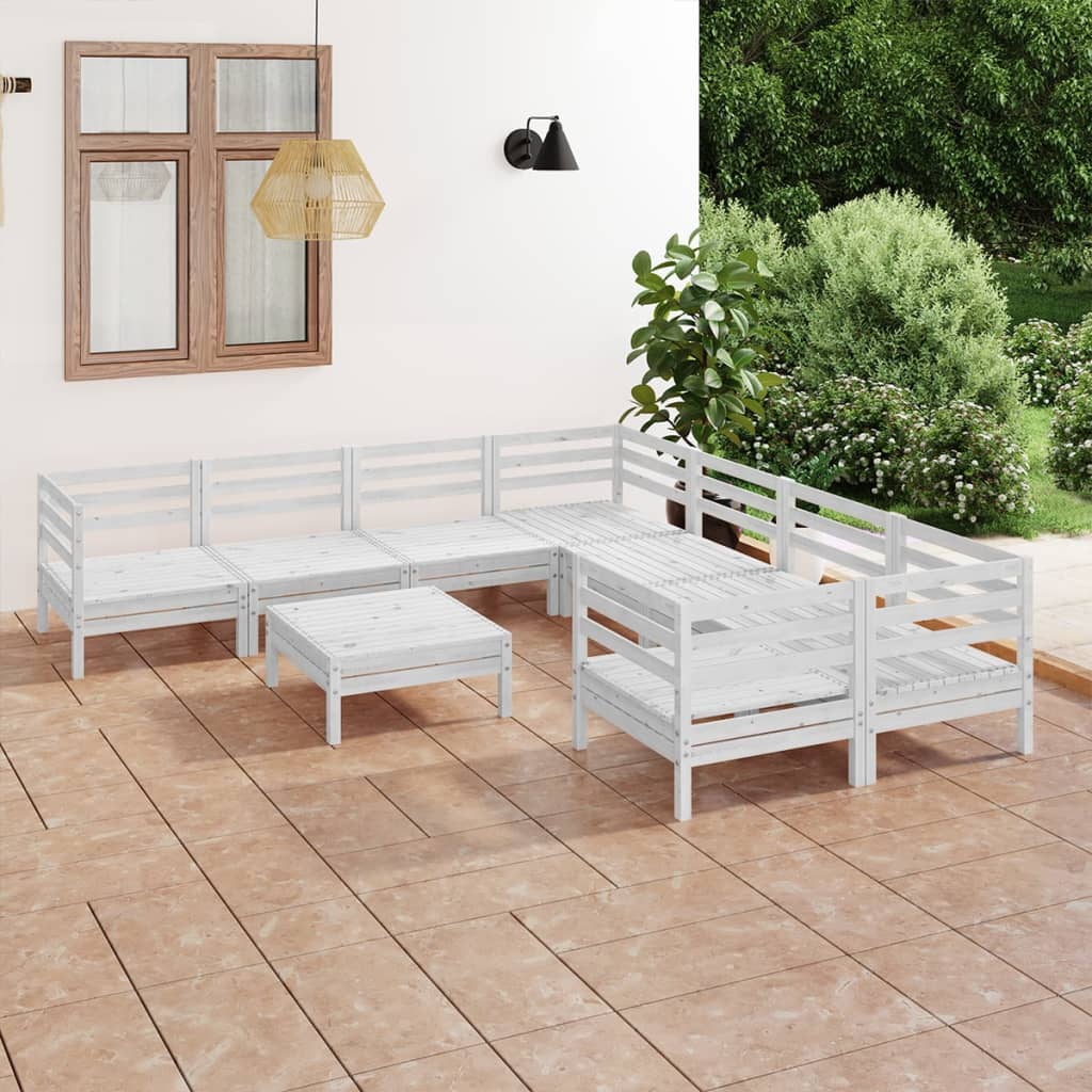 9 Piece Garden Lounge Set Solid Wood Pine