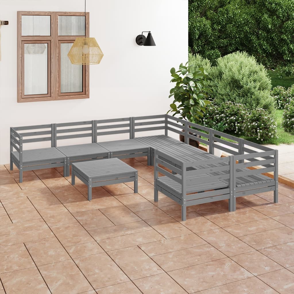 9 Piece Garden Lounge Set Solid Wood Pine