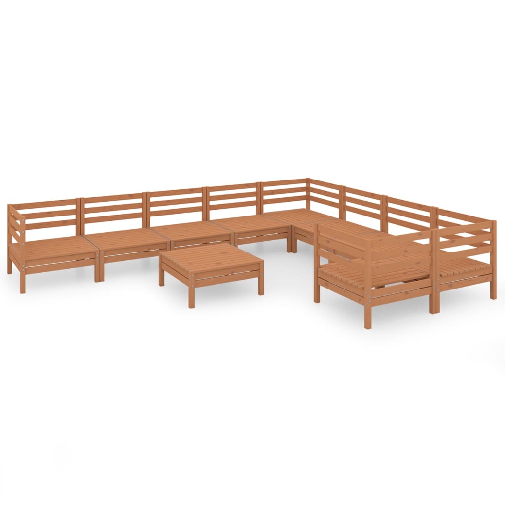 10 Piece Garden Lounge Set Solid Wood Pine