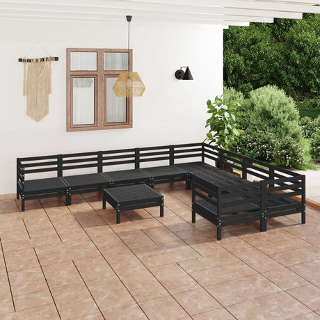 10 Piece Garden Lounge Set Solid Wood Pine