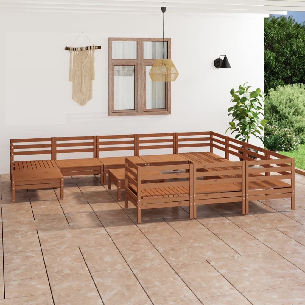 12 Piece Garden Lounge Set Solid Wood Pine