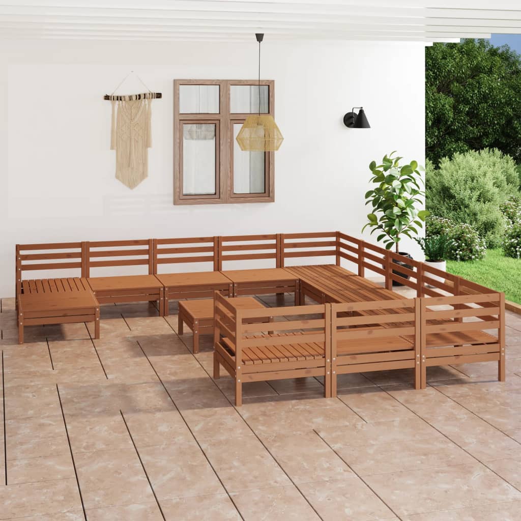 13 Piece Garden Lounge Set Solid Wood Pine