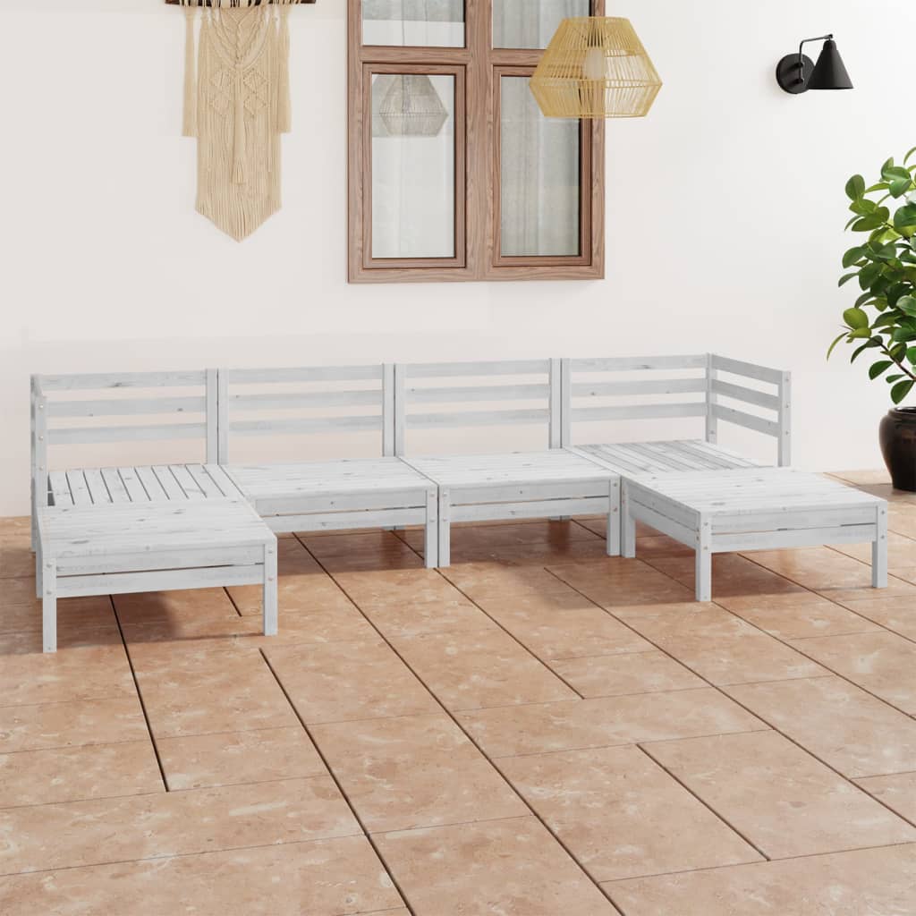 6 Piece Garden Lounge Set Solid Wood Pine