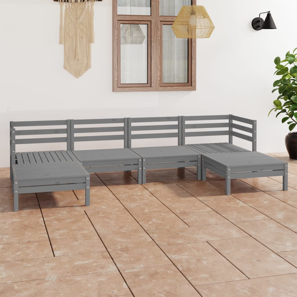 6 Piece Garden Lounge Set Solid Wood Pine