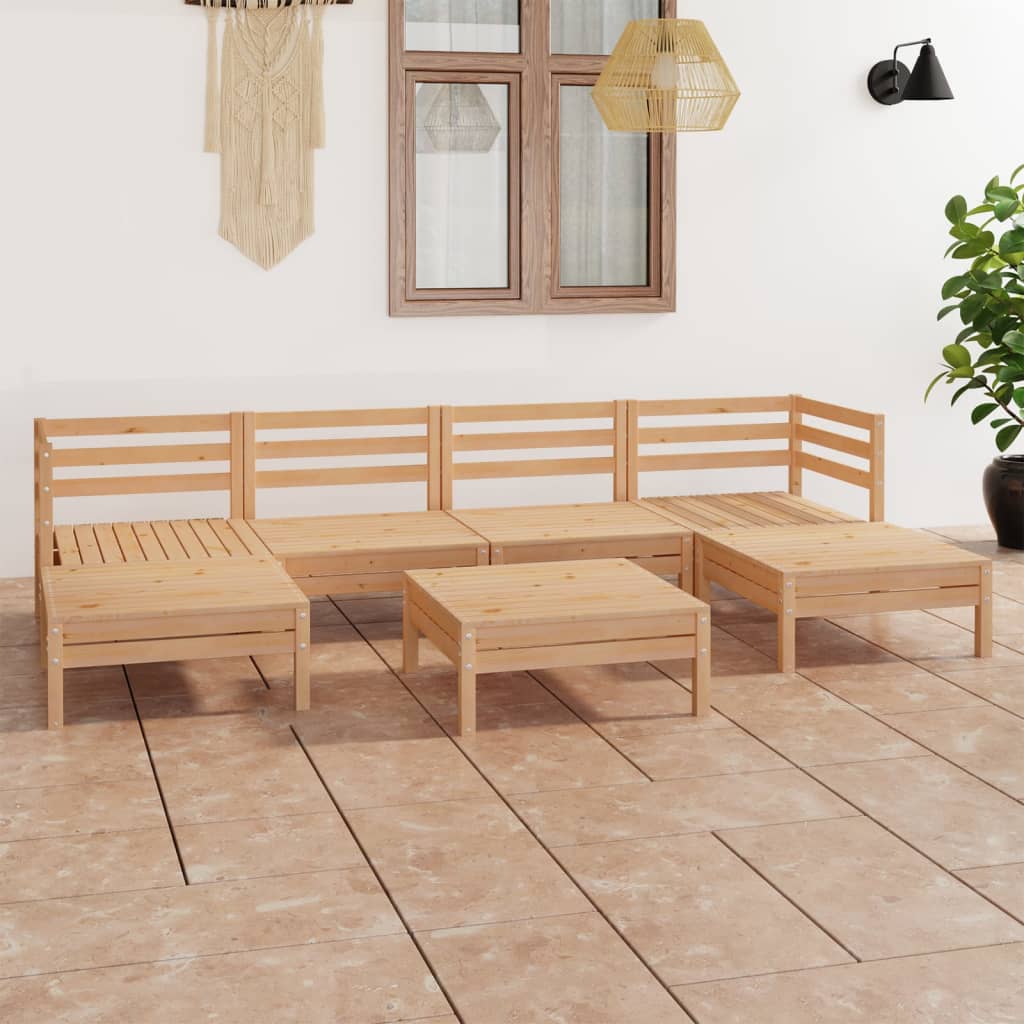 7 Piece Garden Lounge Set Solid Wood Pine