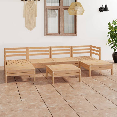 7 Piece Garden Lounge Set Solid Wood Pine