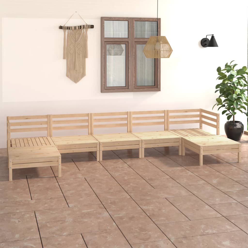7 Piece Garden Lounge Set Solid Wood Pine