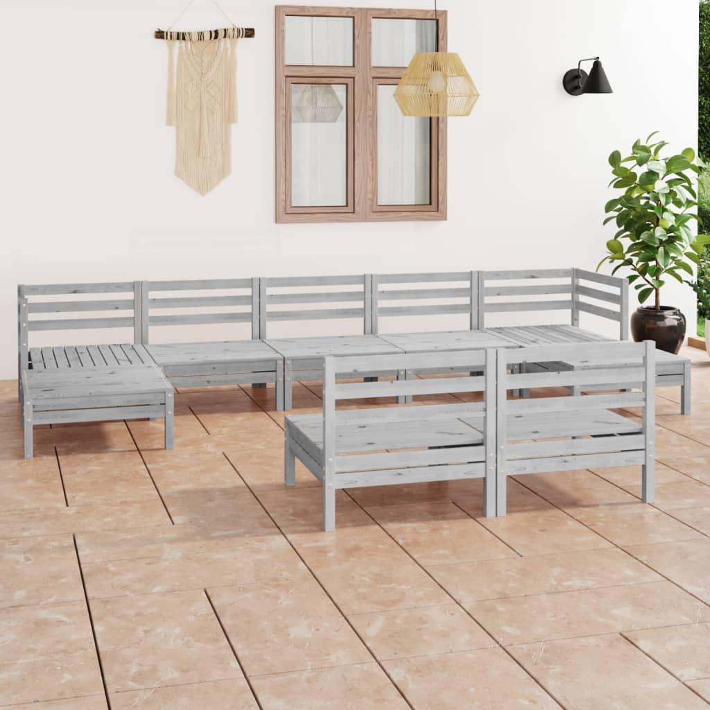 9 Piece Garden Lounge Set Solid Wood Pine