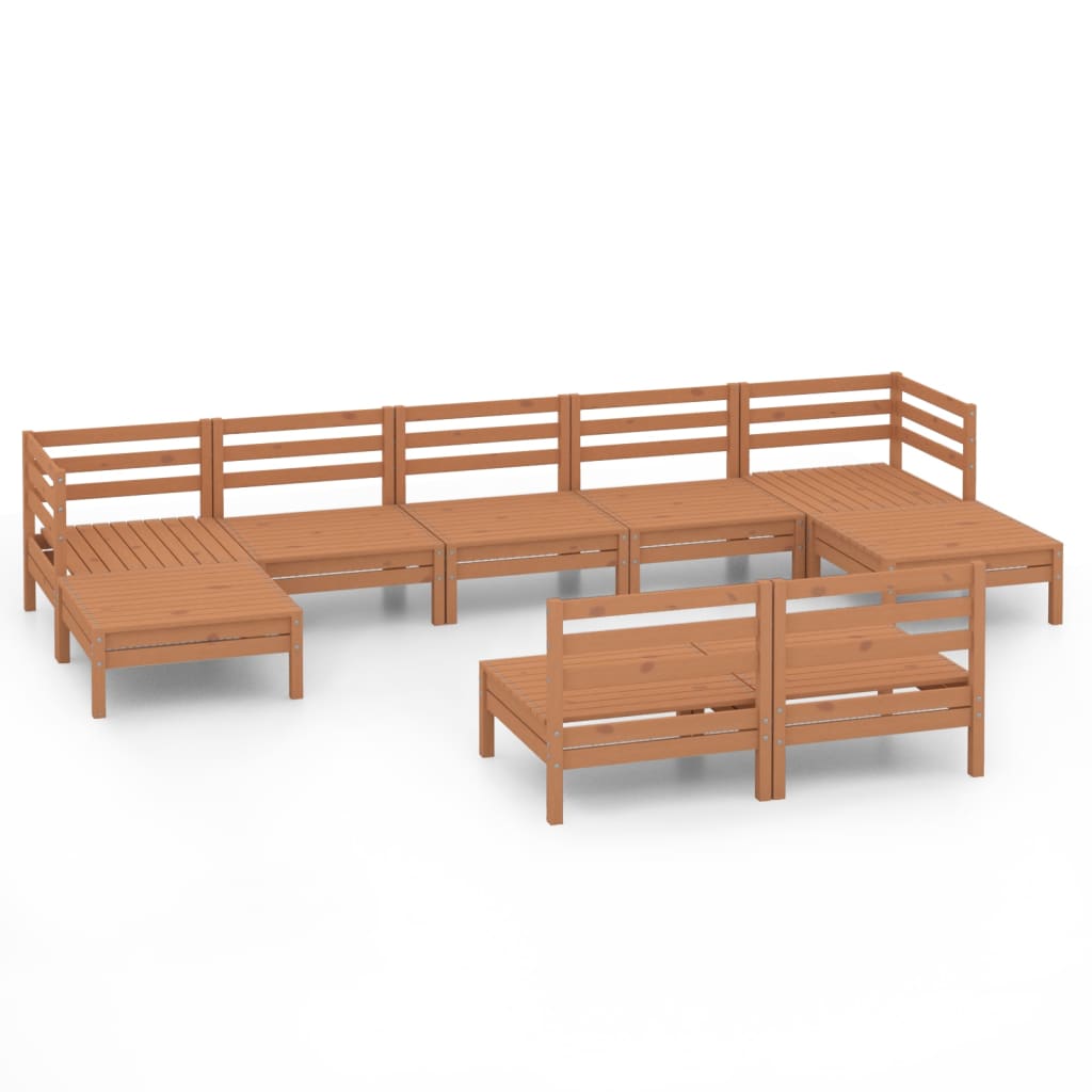 9 Piece Garden Lounge Set Solid Wood Pine