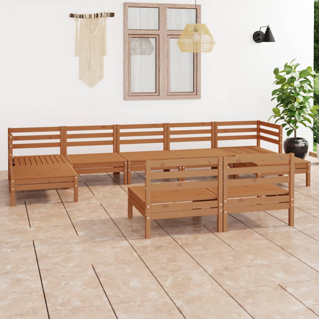 9 Piece Garden Lounge Set Solid Wood Pine