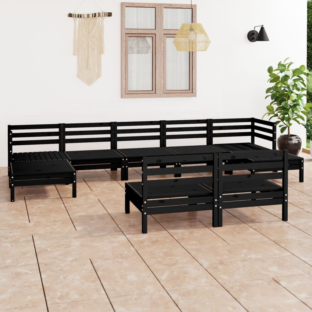 9 Piece Garden Lounge Set Solid Wood Pine