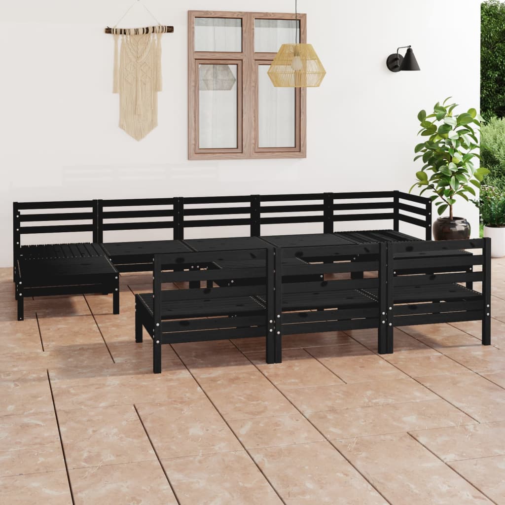 11 Piece Garden Lounge Set Solid Wood Pine