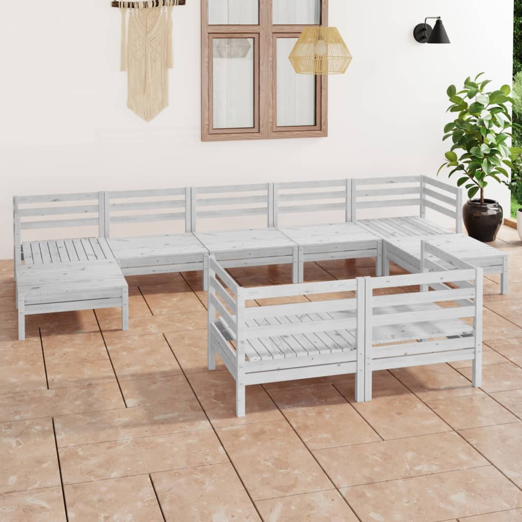 9 Piece Garden Lounge Set Solid Wood Pine