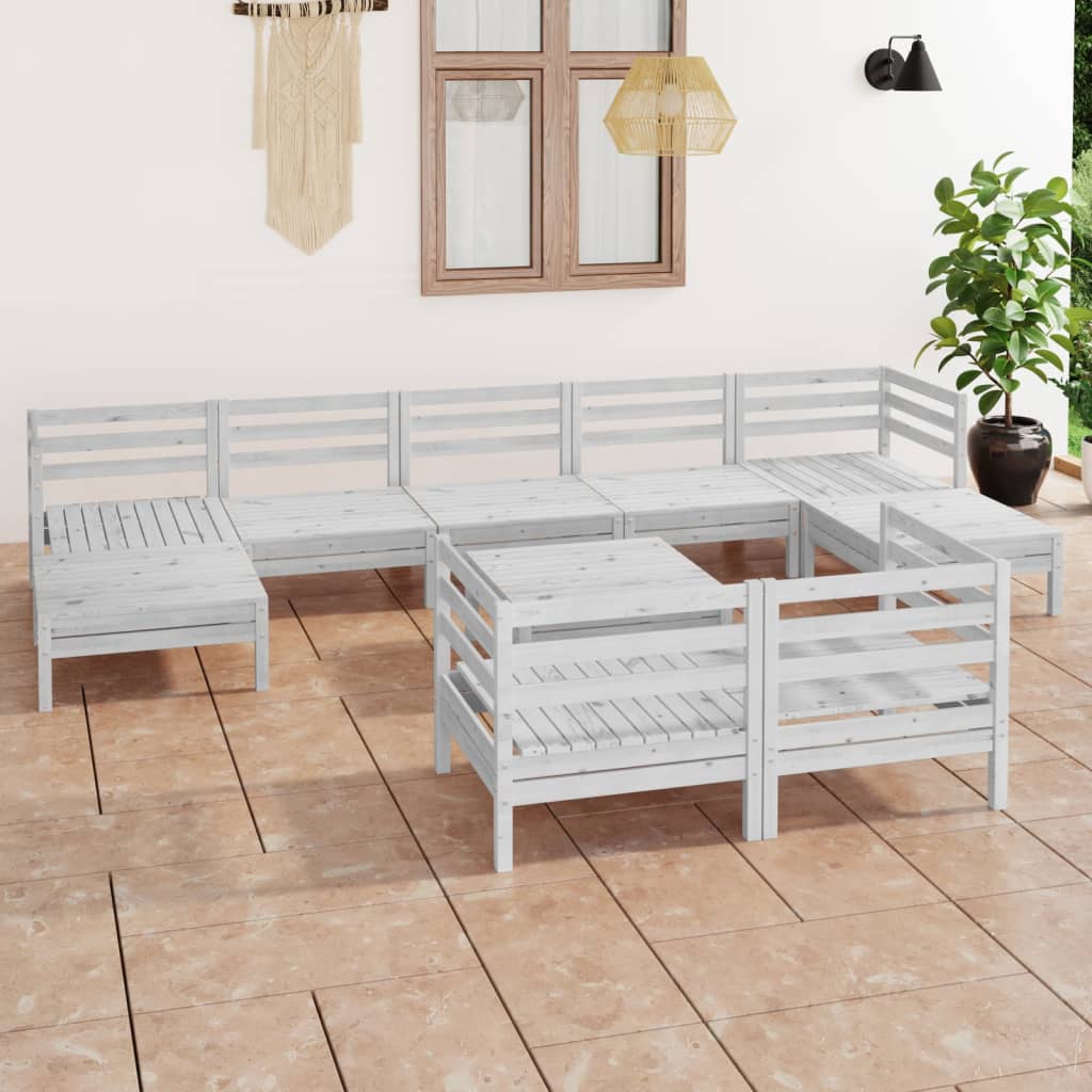 10 Piece Garden Lounge Set Solid Wood Pine