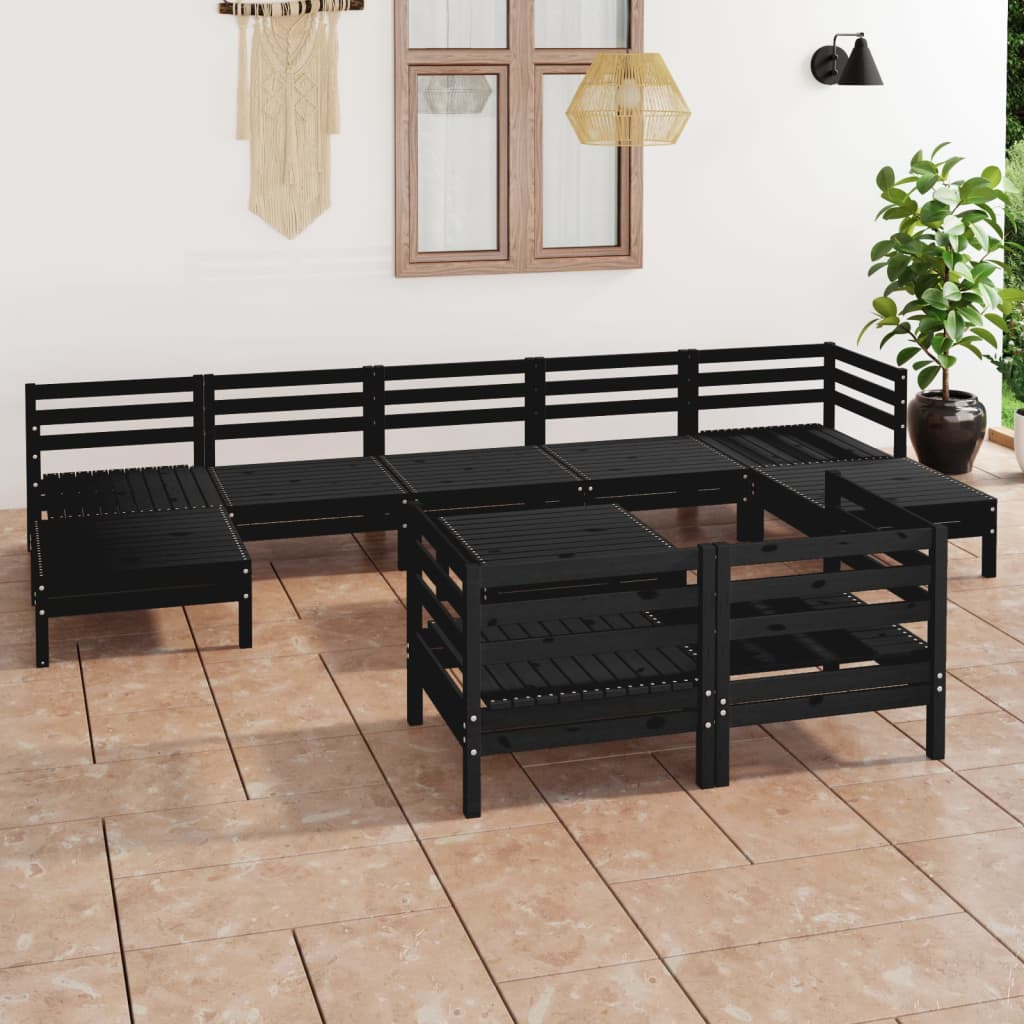 10 Piece Garden Lounge Set Solid Wood Pine