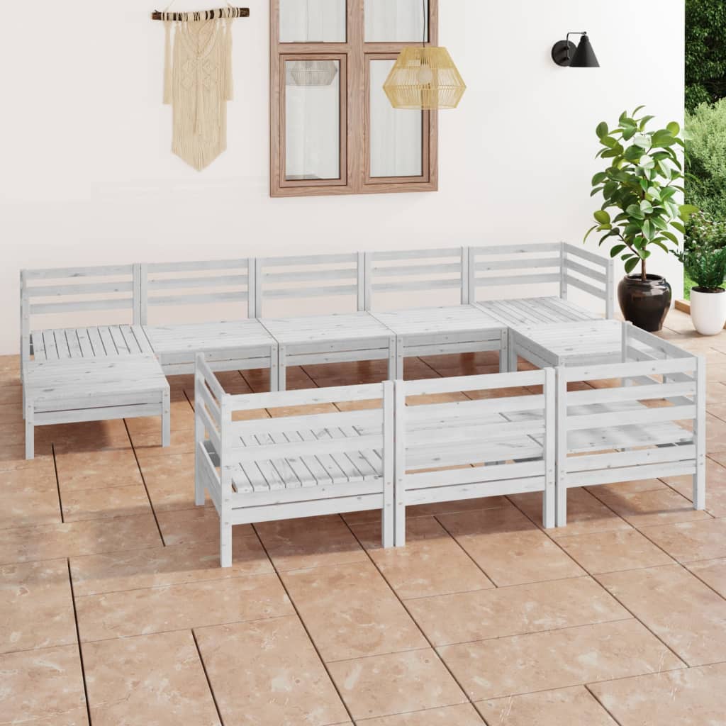 10 Piece Garden Lounge Set Solid Wood Pine