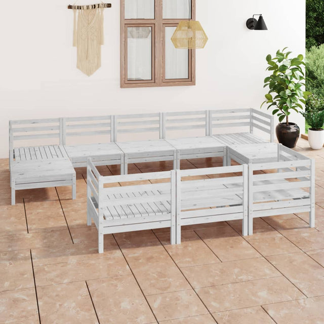 10 Piece Garden Lounge Set Solid Wood Pine