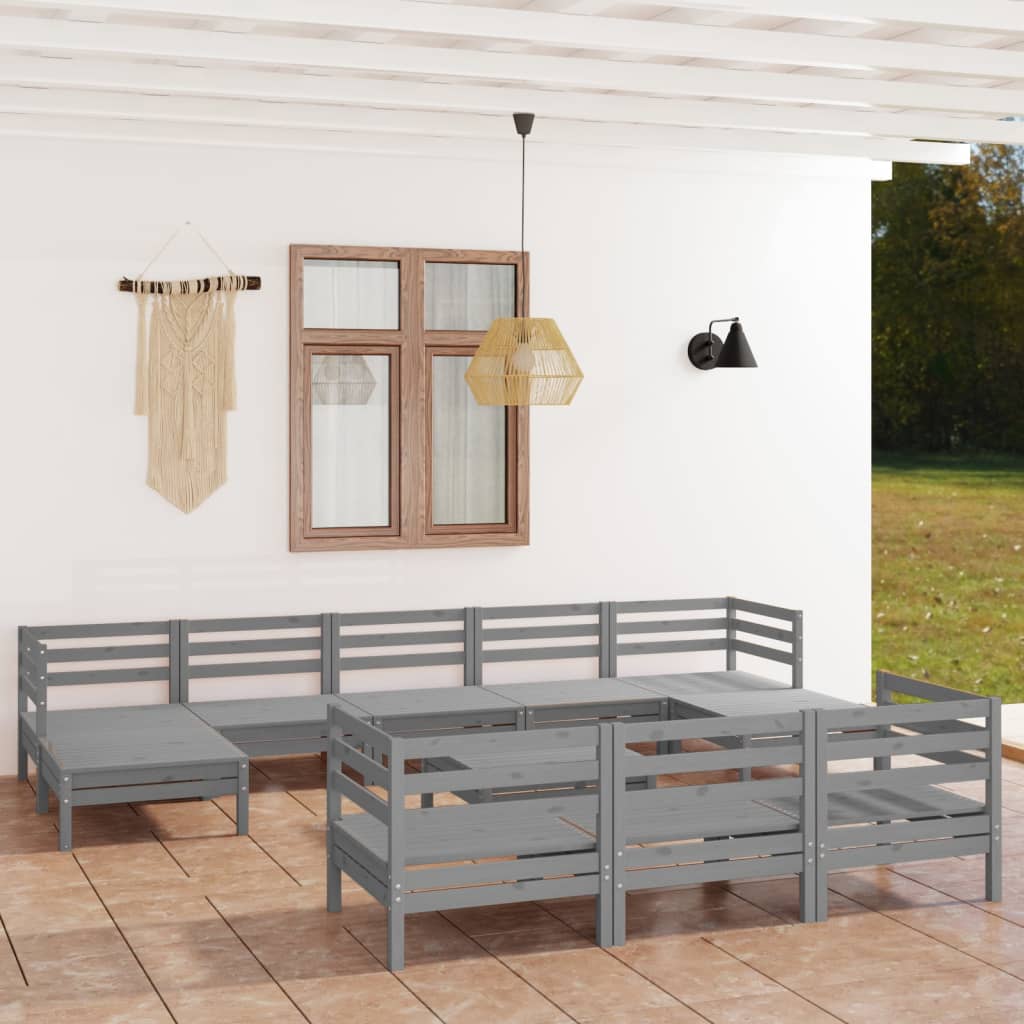 11 Piece Garden Lounge Set Solid Wood Pine