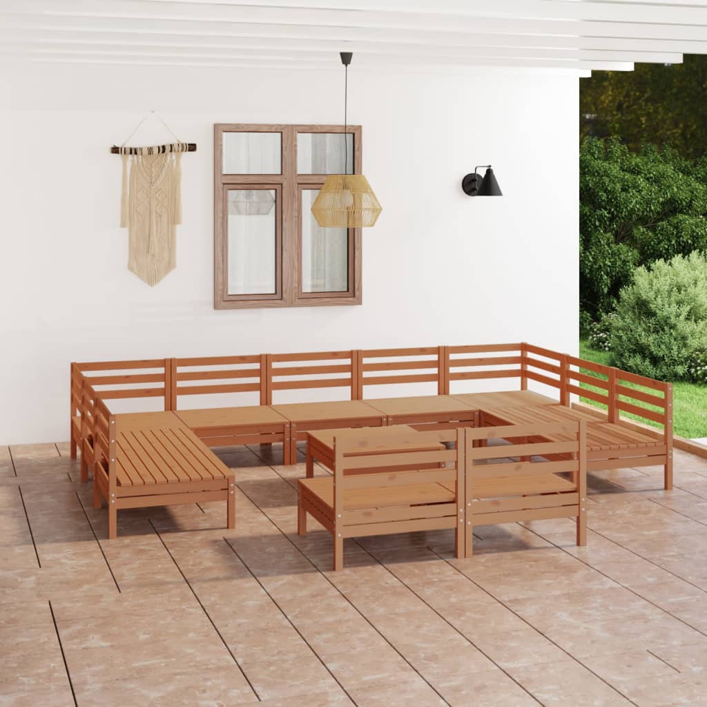12 Piece Garden Lounge Set Solid Wood Pine
