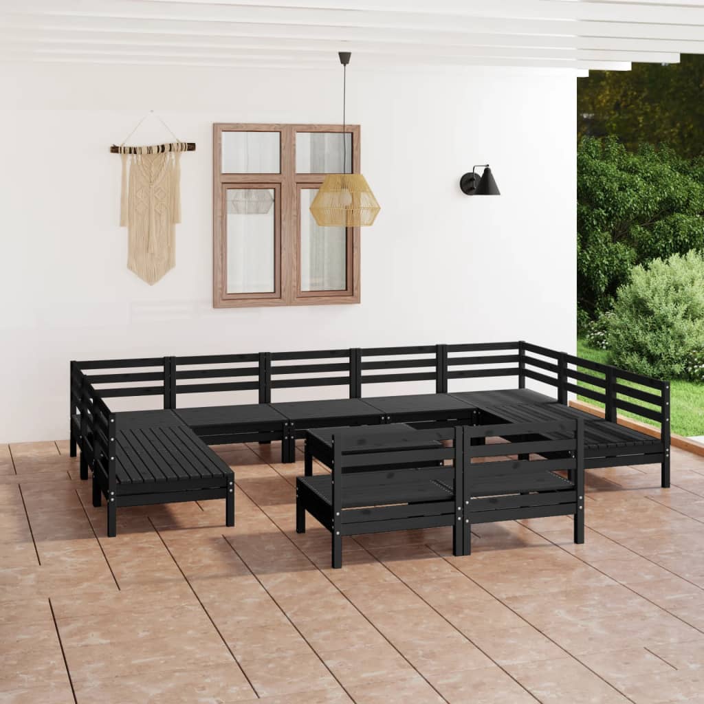 12 Piece Garden Lounge Set Solid Wood Pine