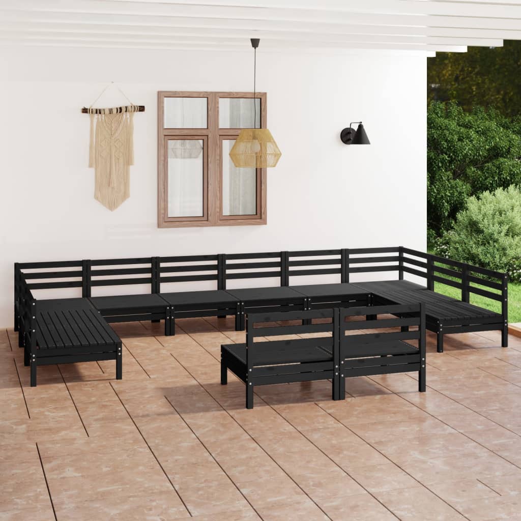 12 Piece Garden Lounge Set Solid Wood Pine