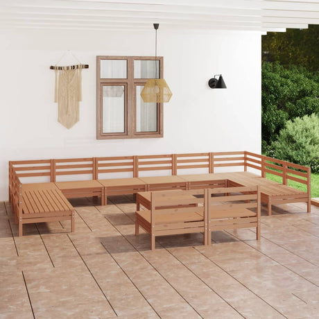 13 Piece Garden Lounge Set Solid Wood Pine