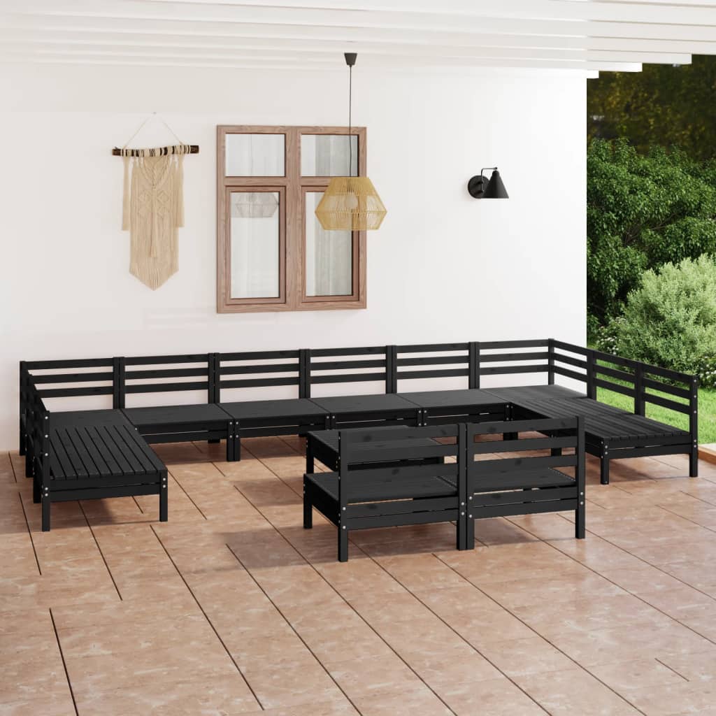 13 Piece Garden Lounge Set Solid Wood Pine