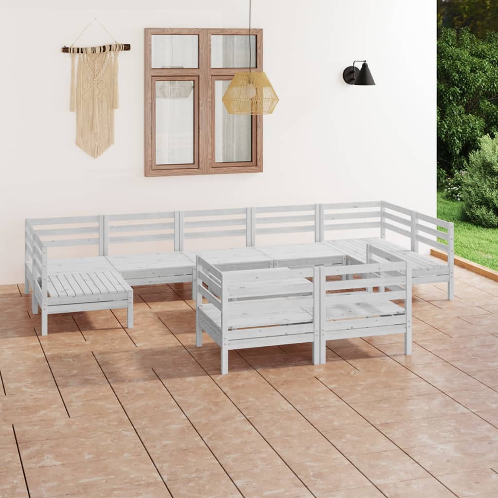 10 Piece Garden Lounge Set Solid Wood Pine