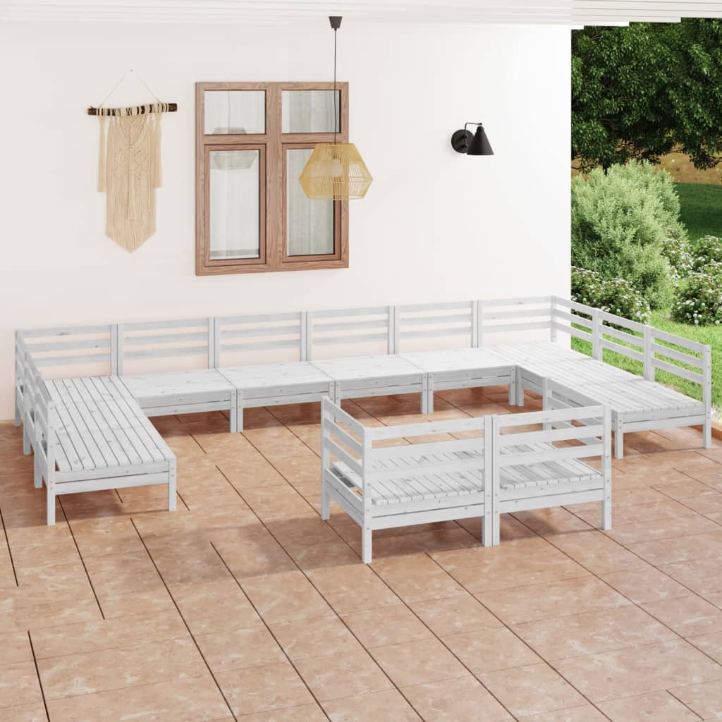 12 Piece Garden Lounge Set Solid Wood Pine