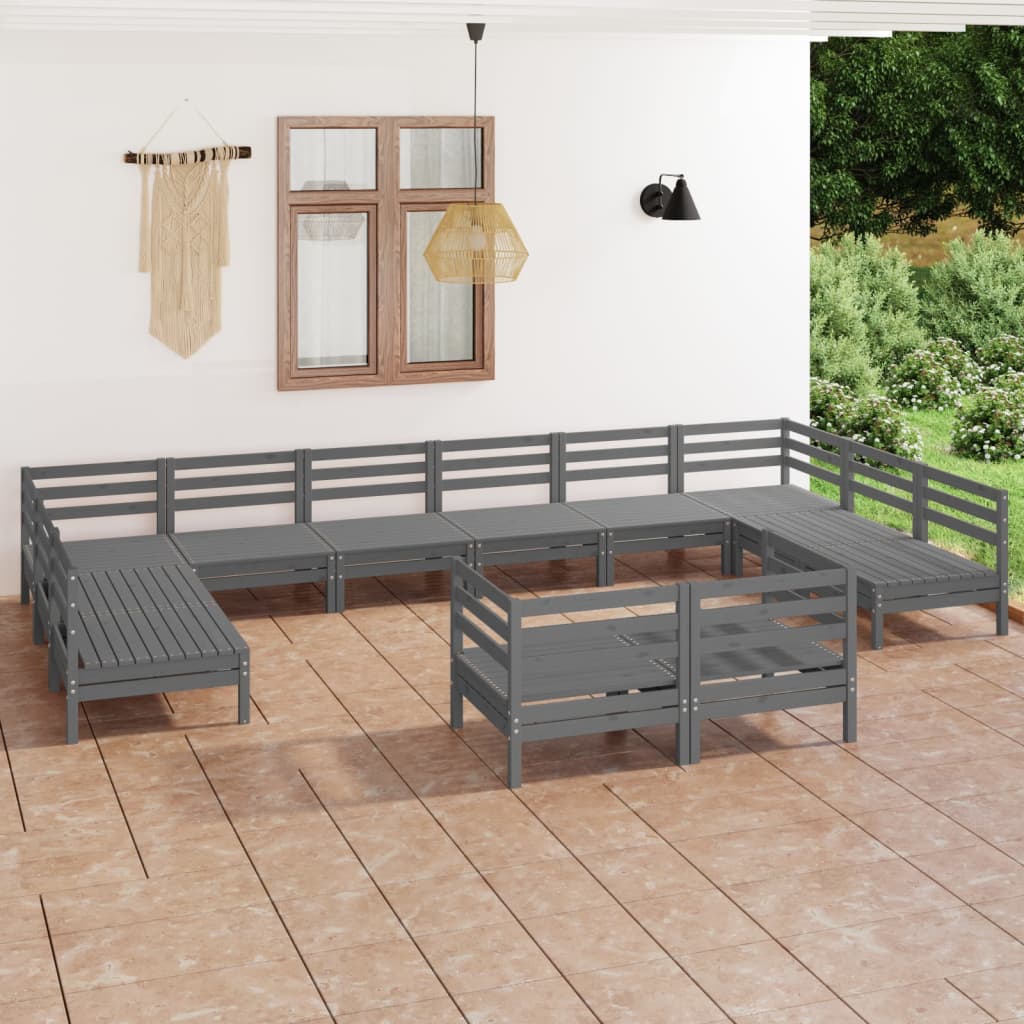 12 Piece Garden Lounge Set Solid Wood Pine