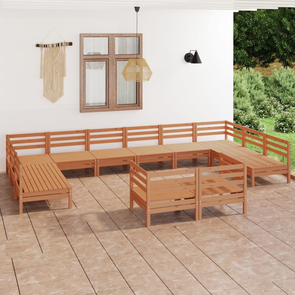 12 Piece Garden Lounge Set Solid Wood Pine