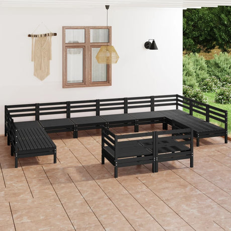 12 Piece Garden Lounge Set Solid Wood Pine