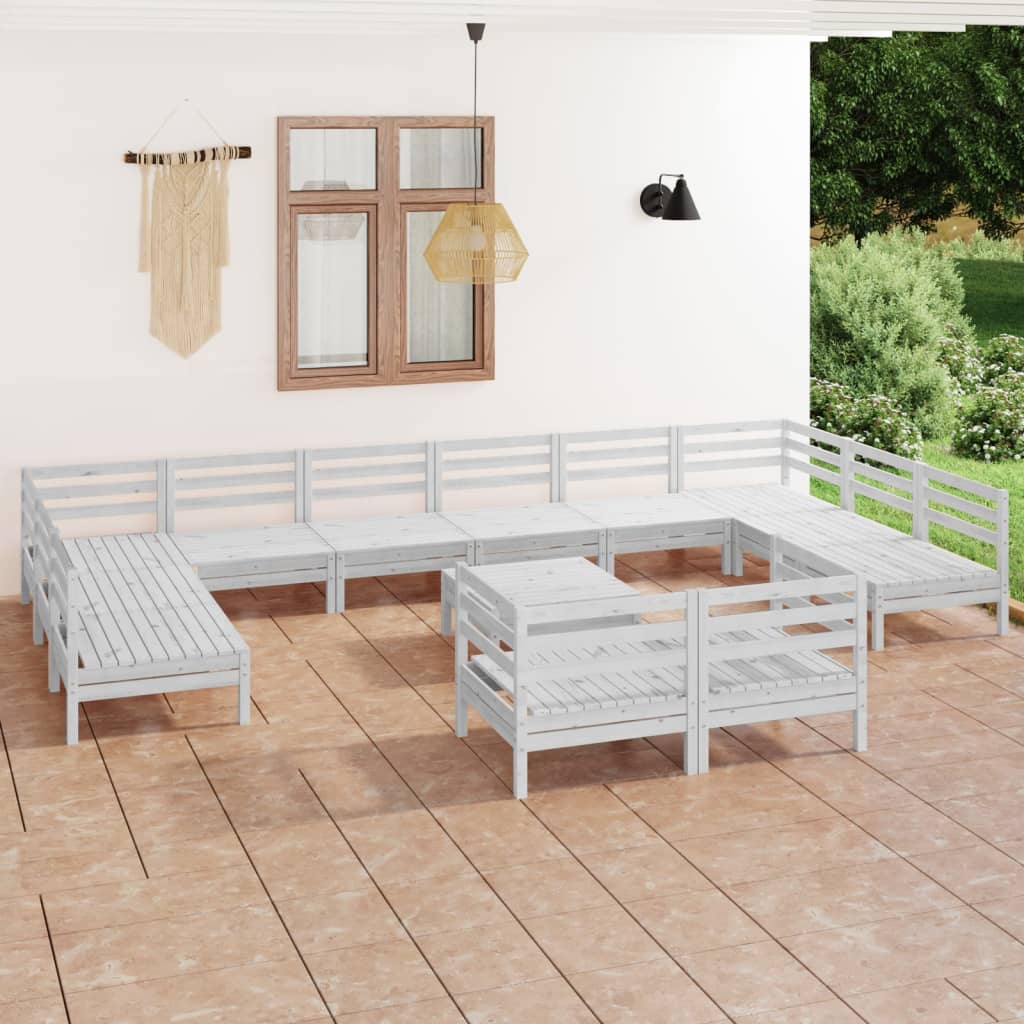 13 Piece Garden Lounge Set Solid Wood Pine