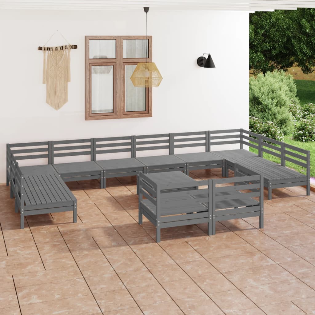 13 Piece Garden Lounge Set Solid Wood Pine