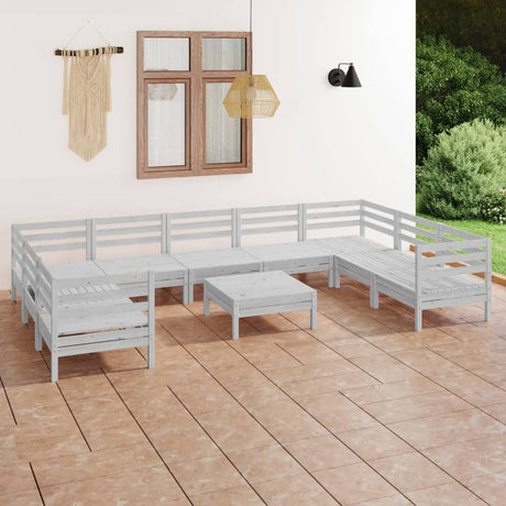 10 Piece Garden Lounge Set Solid Wood Pine