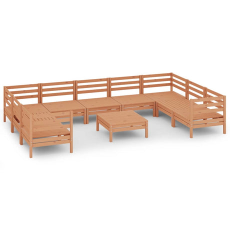 10 Piece Garden Lounge Set Solid Wood Pine