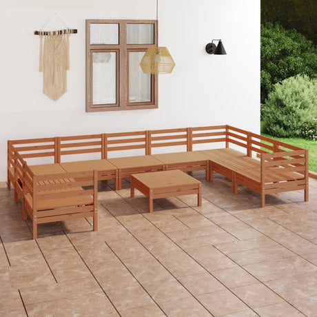 10 Piece Garden Lounge Set Solid Wood Pine