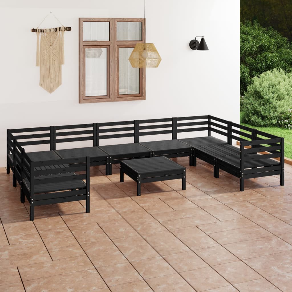 10 Piece Garden Lounge Set Solid Wood Pine