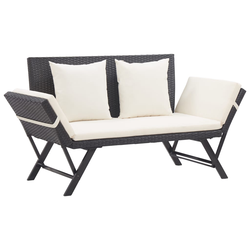Garden Bench With Cushions 176 Cm Poly Rattan